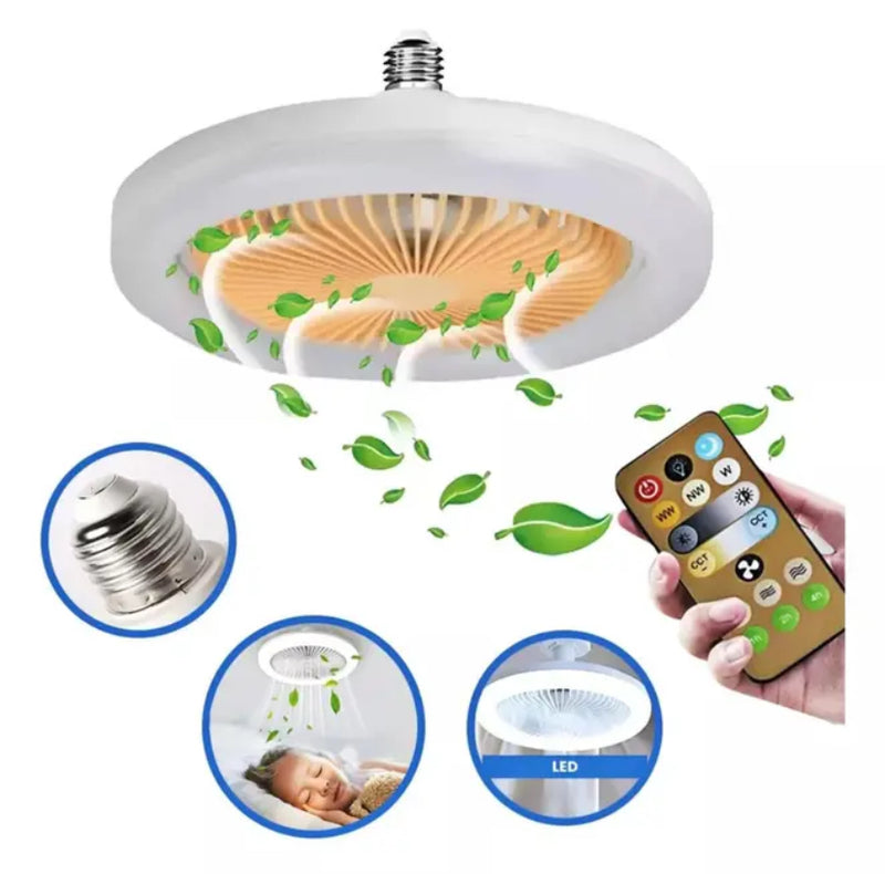 Ventilador de teto inteligente e silencioso com controle remoto e luz LED