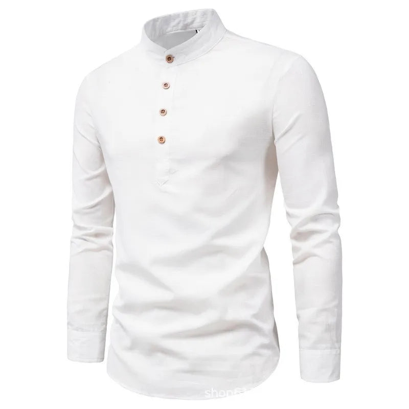 Camisa masculina casual com gola alta