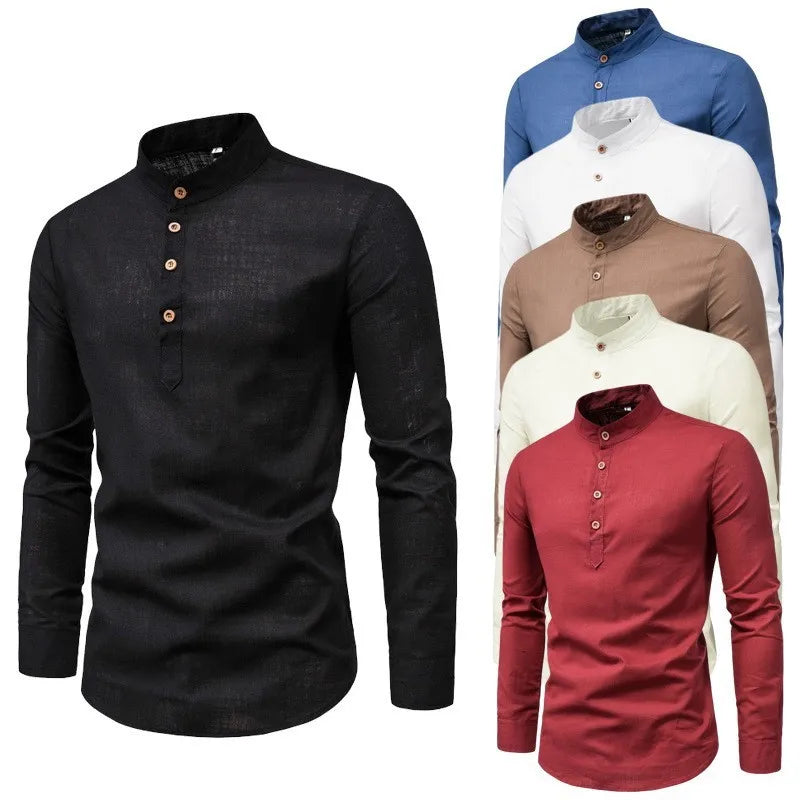 Camisa masculina casual com gola alta